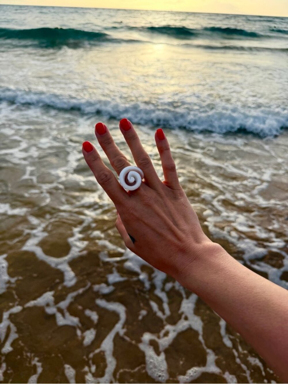 Natural spiral Hawaiian seashell ring real from Hawaii size 9